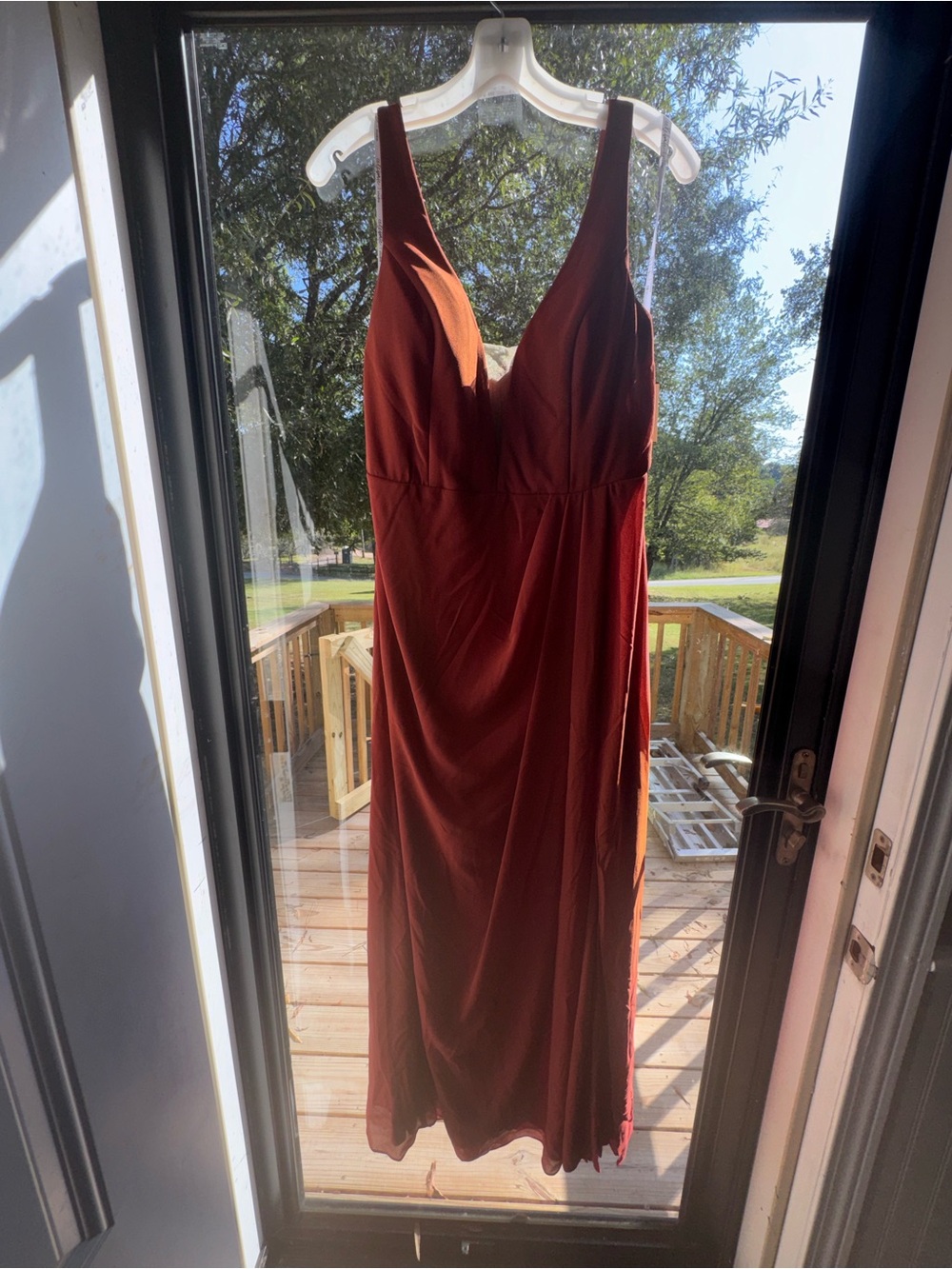 NWT David’s Bridal Cinnamon Chiffon Maxi Dress Size 12 F20574